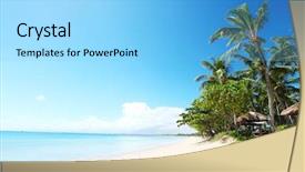  Presentation with palm beach - Amazing presentation theme having wet area - tropical sandy beach with palm backdrop and a light blue colored foreground