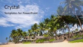  Presentation with south beach - Theme enhanced with wet area - tropical sandy beach with palm background and a light blue colored foreground