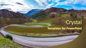  Presentation with december - Presentation design with wet-asphalt-cloudy-winter-day background and a tawny brown colored foreground