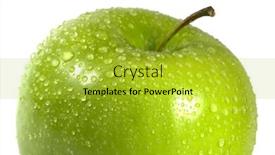  Presentation with green apple - Presentation theme having wet-green-apple-macro-isolated background and a yellow colored foreground