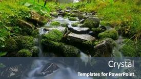  Presentation with green morning - Slide deck featuring wet-green-stones background and a  colored foreground