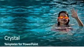  Presentation with ripples - Slide set featuring wet hair bright orange background and a ocean colored foreground