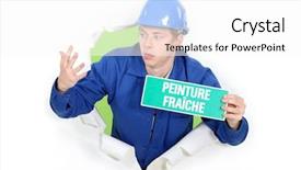  Presentation with painting walls paint roller - Audience pleasing presentation theme consisting of wet paint sign in french backdrop and a  colored foreground