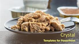  Presentation with pet food - Presentation theme consisting of wet pet food cat or dog pate on plate background and a tawny brown colored foreground