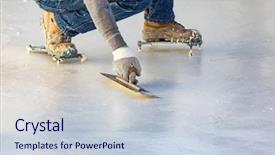  Presentation with manufacture shoes - Presentation consisting of wet pool plaster with trowel background and a lemonade colored foreground