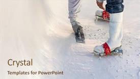  Presentation with shoes industry - Presentation theme with wet pool plaster with trowel background and a sky blue colored foreground