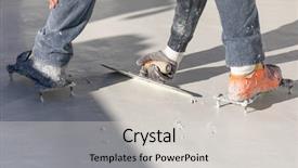  Presentation with baby shower baby shoes - Presentation design having wet pool plaster with trowel background and a light gray colored foreground