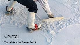  Presentation with shoes - Presentation theme consisting of wet pool plaster with trowel background and a light blue colored foreground