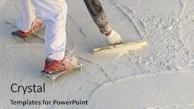  Presentation with new balance shoes - Presentation design with wet pool plaster with trowel background and a light gray colored foreground