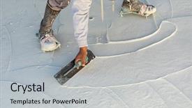  Presentation with shoes industry - Presentation theme enhanced with wet pool plaster with trowel background and a light gray colored foreground