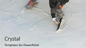  Presentation with shoes - Presentation theme consisting of wet pool plaster with trowel background and a light gray colored foreground