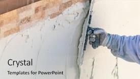  Presentation with plaster - Presentation theme with wet pool plaster with trowel background and a light gray colored foreground