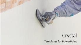  Presentation with jumping into a pool - Colorful PPT theme enhanced with wet pool plaster with trowel backdrop and a light gray colored foreground