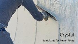  Presentation with plaster - Presentation having wet pool plaster with trowel background and a light gray colored foreground