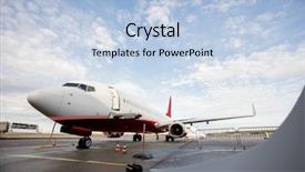  Presentation with runway - PPT theme having wet runway against cloudy background and a light blue colored foreground