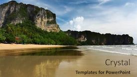  Presentation with reflection - Amazing theme having wet-sand-on-a-beach backdrop and a coral colored foreground