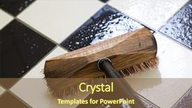  Presentation with floor - Amazing PPT theme having wet scrubbers - scrubbing a tiled floor backdrop and a tawny brown colored foreground
