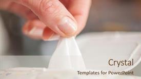  Presentation with chicken package - PPT theme with hand picked a wet wipes background and a lemonade colored foreground