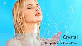  Presentation with crystal for drop of water on w - Theme enhanced with wooden cork tree bark texture on a large tree background and a mint green colored foreground