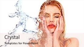  Presentation with crystal for drop of water on w - Amazing slide set having wet woman face with water backdrop and a lemonade colored foreground