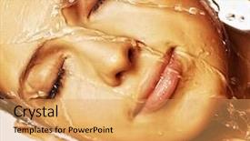  Presentation with water drop - PPT layouts consisting of wet woman face with water background and a yellow colored foreground