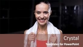  Presentation with white and black woman climbing ladders - Amazing PPT theme having enjoying refreshment after hard workout backdrop and a violet colored foreground