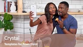  Presentation with relationship - Slides enhanced with married communication - happy couple at home having background and a coral colored foreground