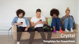  Presentation with antisocial - PPT theme consisting of smartphone being antisocial smartphone addiction background and a violet colored foreground