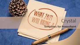  Presentation with pine cone - Cool new PPT layouts with what-2021-will-bring-handwriting backdrop and a lemonade colored foreground