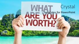  Presentation with beach - Theme having what-are-you-worth-card background and a arctic colored foreground