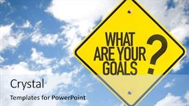  Presentation with goals - Colorful theme enhanced with what are your goals sign backdrop and a light blue colored foreground