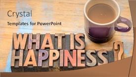  Presentation with question word - PPT theme with what-is-happiness-question-word background and a lemonade colored foreground