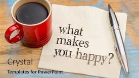  Presentation with coffee cup - Slide set enhanced with what makes you happy background and a soft green colored foreground