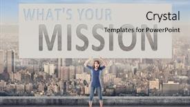  Presentation with mission - Beautiful slide set featuring what's your mission words backdrop and a light gray colored foreground