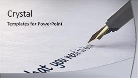  Presentation with fountain pen - Colorful slide set enhanced with what you need to know backdrop and a light gray colored foreground