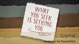  Presentation with seeking - PPT theme consisting of what-you-seek-is-seeking background and a coral colored foreground