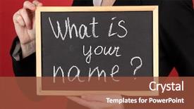  Presentation with deaf dumb sign language used - Audience pleasing presentation design consisting of whats name - young woman holding sign what backdrop and a tawny brown colored foreground