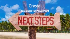  Presentation with steps - Beautiful PPT theme featuring whats new - next steps arrow with beach backdrop and a teal colored foreground