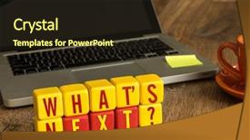  Presentation with cube - Presentation theme with whats next written background and a wine colored foreground