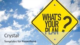 Presentation with mission strategic plan - Beautiful theme featuring whats your plan sign backdrop and a light blue colored foreground
