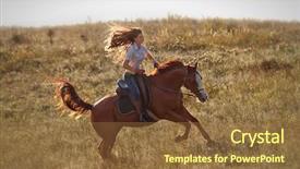  Presentation with horse riding - Beautiful presentation design featuring wheat breeding - beautiful girl riding a horse backdrop and a tawny brown colored foreground