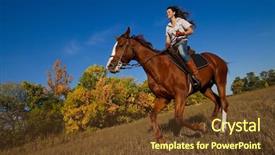  Presentation with horse riding - PPT layouts featuring wheat breeding - beautiful girl riding a horse background and a tawny brown colored foreground