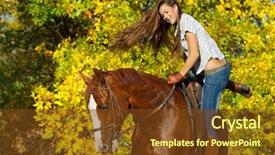  Presentation with horse sillouette - Slides with young woman walking along the bank of a lake background and a lemonade colored foreground