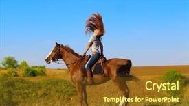  Presentation with horse hair - Slide deck consisting of wheat breeding - beautiful girl with wind background and a  colored foreground