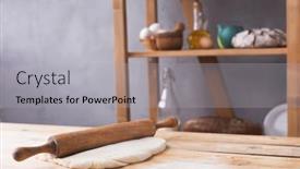  Presentation with dough - Presentation theme having wheat-dough-at-flour-powder background and a light gray colored foreground