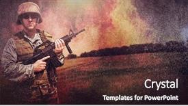  Presentation with military soldier leader - Colorful theme enhanced with wheat farm against military soldier backdrop and a  colored foreground