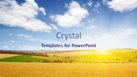  Presentation with sky sun - Beautiful presentation theme featuring wheat-field-and-sun backdrop and a sky blue colored foreground