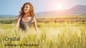  Presentation with freedom - Presentation theme enhanced with wheat field enjoying freedom concept background and a  colored foreground