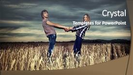  Presentation with romantic birthday couple celebrate - Presentation design consisting of young businessman holding a tablet with modern software operational system background and a dark gray colored foreground