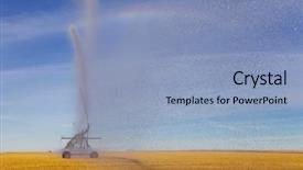  Presentation with water irrigation pivot - Slides with wheat field spraying water background and a light blue colored foreground
